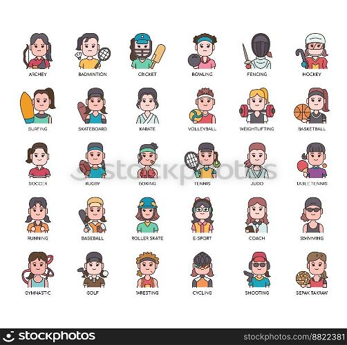 Set of Sport woman 1 thin line icons for any web and app project.
