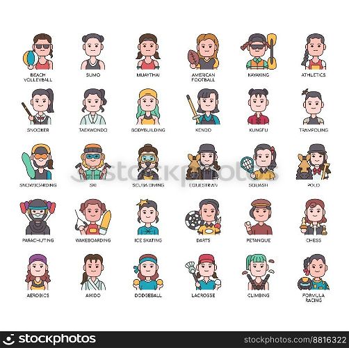 Set of Sport woman 2 thin line icons for any web and app project.