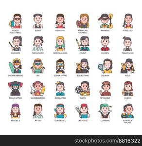 Set of Sport woman 2 thin line icons for any web and app project.