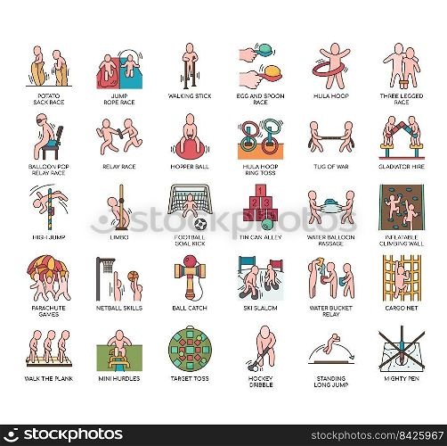 Set of Sports school Day Activities thin line icons for any web and app project.