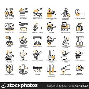 Set of Stainless-Steel Kitchen thin line icons for any web and app project.