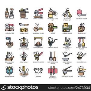 Set of Stainless-Steel Kitchen thin line icons for any web and app project.