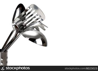 set of stainless steel kitchenware