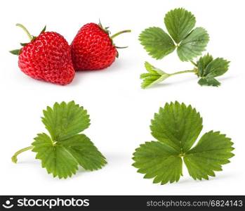 set of Strawberries with leave. set of Strawberries with leave. Isolated on a white background. Collection