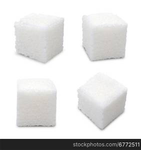 Set of sugar cubes on white background