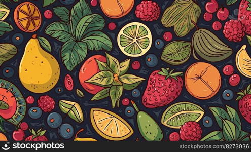 Set of summer fruits to use as wallpaper. Generative AI