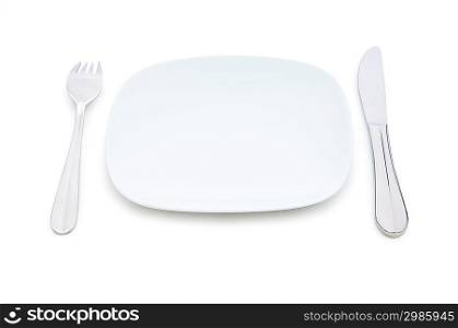 Set of table utensils isolated on white
