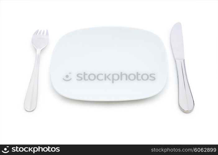 Set of table utensils isolated on white