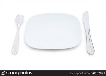 Set of table utensils isolated on white