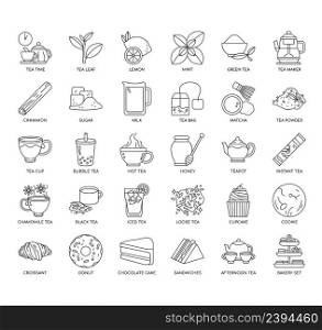 Set of Tea time thin line icons for any web and app project.