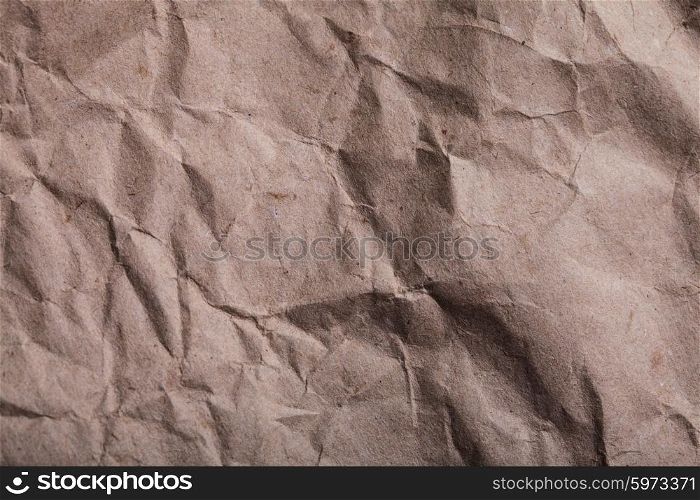 Set of textures of crumpled craft paper. Crumpled paper