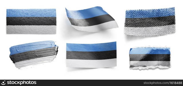 Set of the national flag of Estonia on a white background.. Set of the national flag of Estonia on a white background