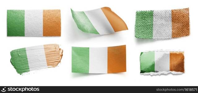 Set of the national flag of Ireland on a white background.. Set of the national flag of Ireland on a white background