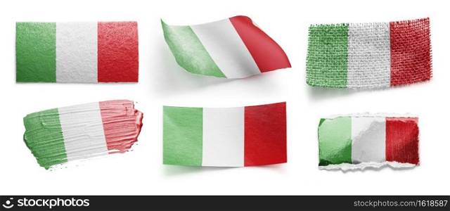 Set of the national flag of Italy on a white background.. Set of the national flag of Italy on a white background
