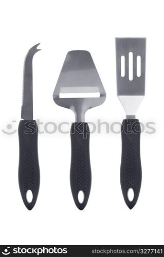 Set of three kitchen utensils isolated on white background