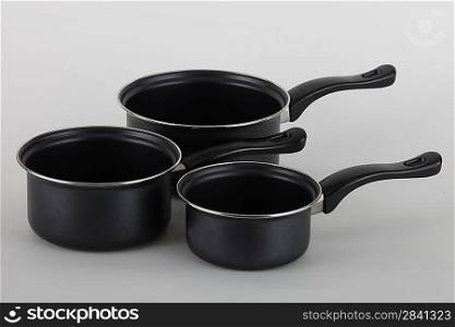 Set of three saucepans