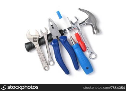 Set of tools isolated over white background.