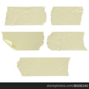 Set of torn masking tape isolated on white