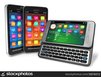 Set of touchscreen smartphones