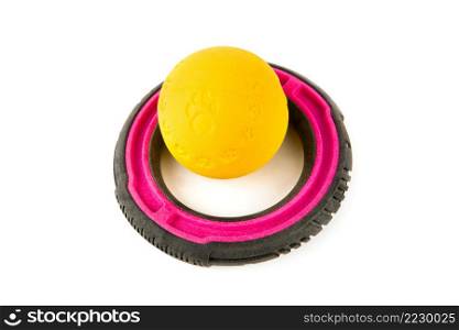 Set of toys for dogs isolated on a white background.