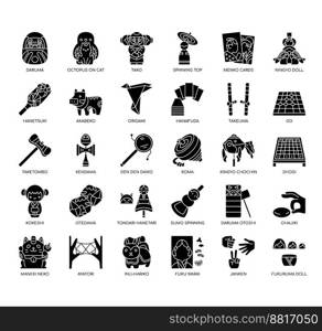 Set of Traditional japanese toys thin line icons for any web and app project.