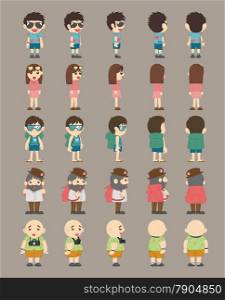 Set of traveller characters , eps10 vector format