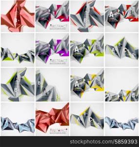 Set of triangle geometric 3d forms. Modern info banner abstract backgrounds, message presentations or identity layouts