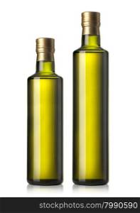set of two Olive oil bottles on white background