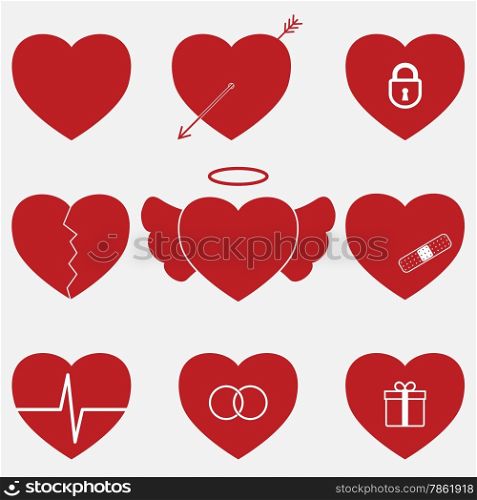 Set Of valentine icons with a different sense. EPS10 vector.