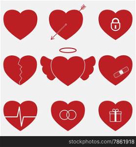 Set Of valentine icons with a different sense. EPS10 vector.