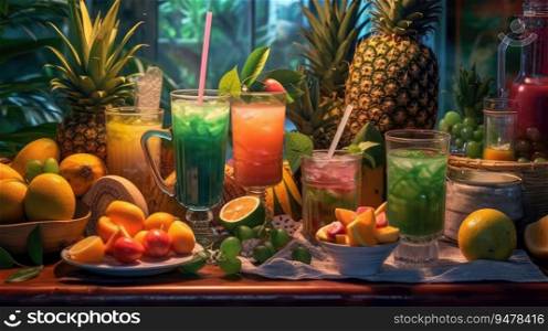 Set of various cocktails. Generative AI