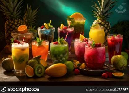 Set of various cocktails. Generative AI
