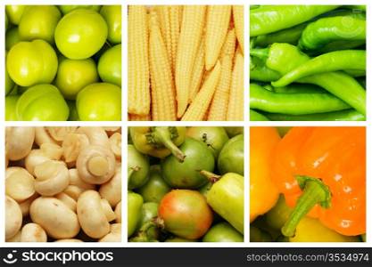 Set of various fruit and vegetables