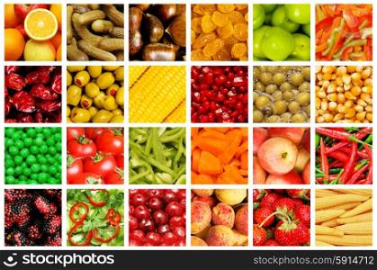 Set of various fruit and vegetables