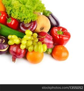 Set of vegetables and fruits isolated on a white background.