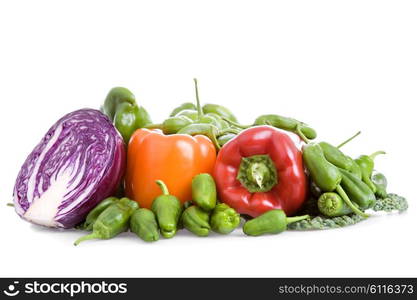 set of vegetables on a white background