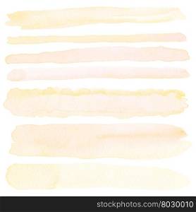 Set of watercolor brush strokes. Isolated on white.