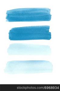 Set of watercolor brush strokes on white background.