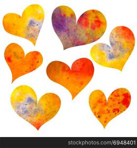Set of watercolor hearts.. Set of watercolor hearts. For postcards, decoration