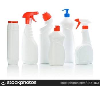 set of white cleaners