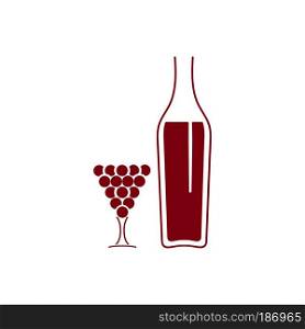 Set of wine symbols.Wine pouring from a bottle in glass.Vine shoot and grape leaf. Concept idea for business. Vector illustration.. Set of wine symbols.Wine pouring from a bottle