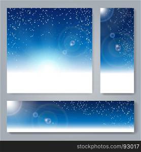 Set of winter holiday banners with snow landscape. Vector illustration.