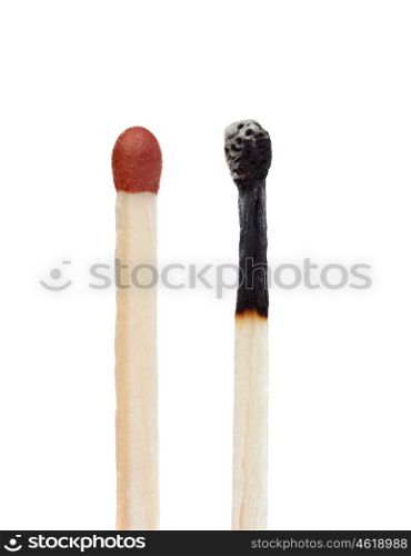 Set of wooden matches isolated on white background