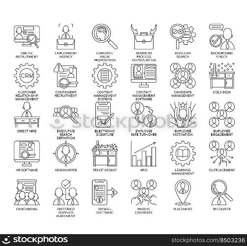 Set of XXX Business Recruitment line icons for any web and app project.