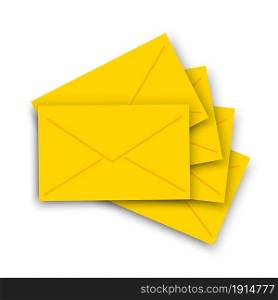 Set of yellow envelopes. Post element. Message icon. Mail letter. Freehand design. Vector illustration. Stock image. EPS 10.. Set of yellow envelopes. Post element. Message icon. Mail letter. Freehand design. Vector illustration. Stock image.