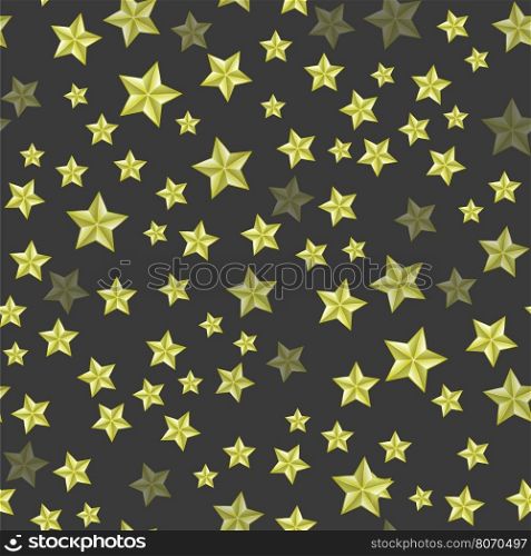 Set of Yellow Stars on Dark Background. Seamless Starry Pattern.. Set of Yellow Stars. Seamless Starry Pattern.