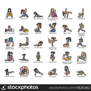 Set of Yoga Poses 2 thin line and pixel perfect icons for any web and app project.