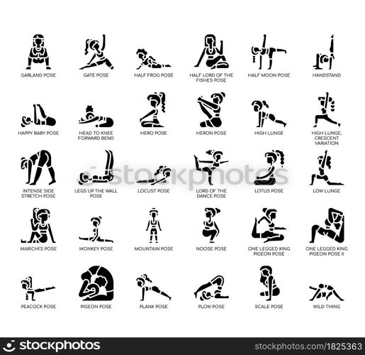 Set of Yoga Poses 2 thin line and pixel perfect icons for any web and app project.