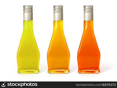 set oil bottles isolated on white background with clipping path