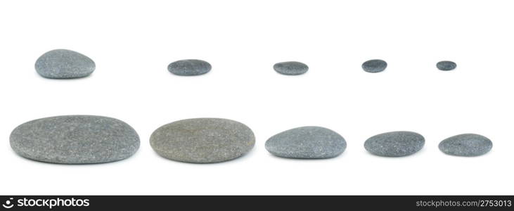 Set pebbles. Sea stones. It is isolated on a white background